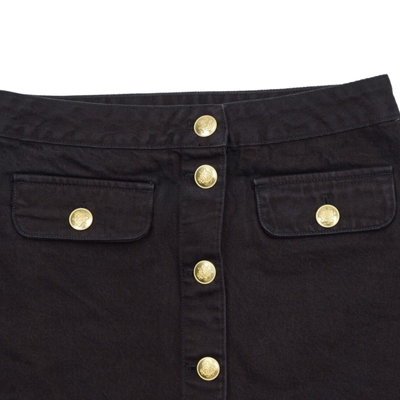 New J.CREW Sz 0 Button-Front Denim Mini Skirt in Black Wash - Picture 6 of 7